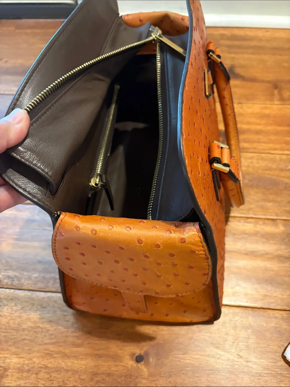 Michael Kors Burnt Orange Dome Satchel with Gold Hardware
